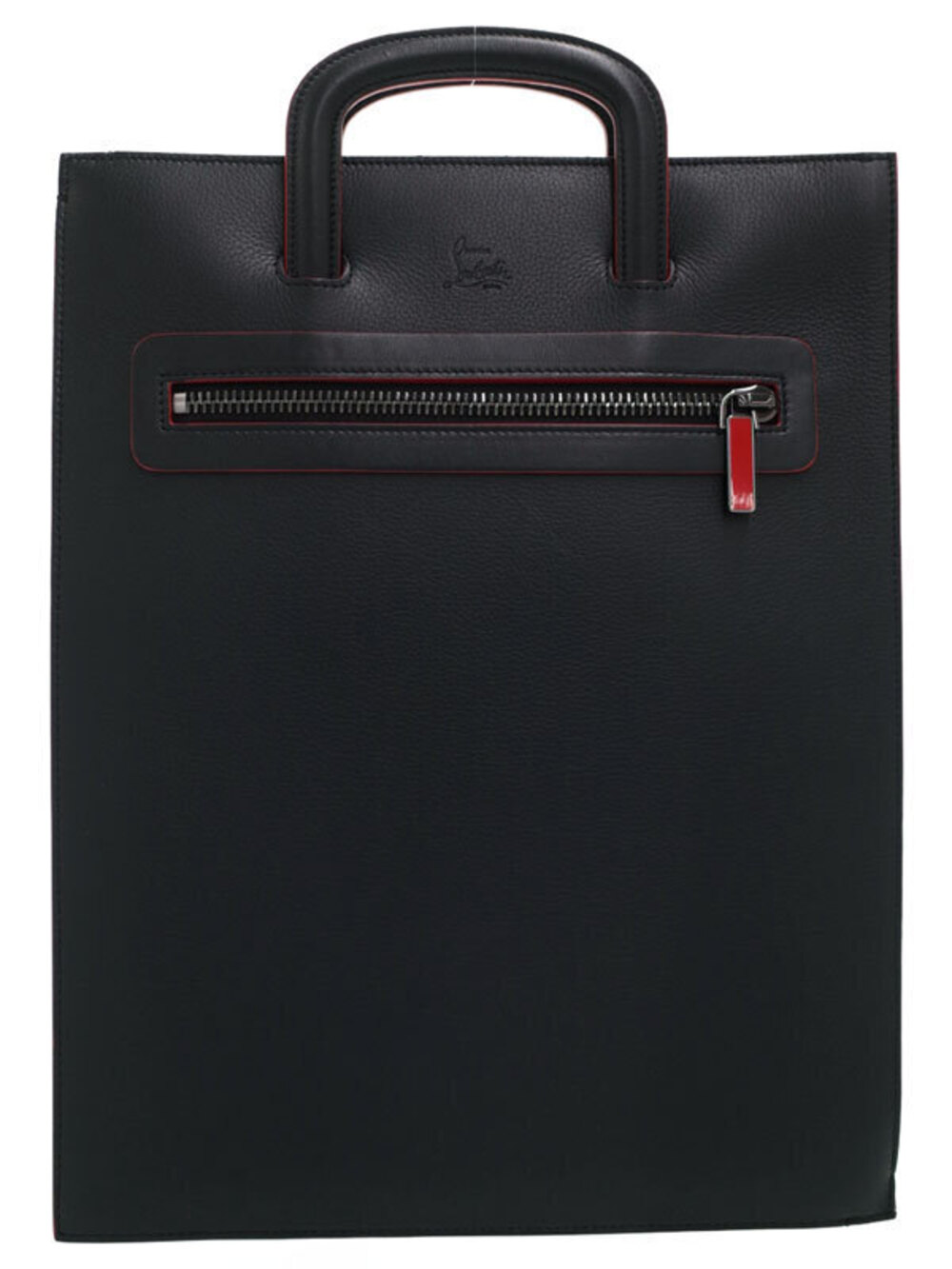 Christian Louboutin black calfskin Trictrac portfolio bag top handles zip